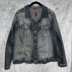 Womens Denim Jacket Blue Wash Button Up Pockets Long Sleeve Classic Jean‎ Style